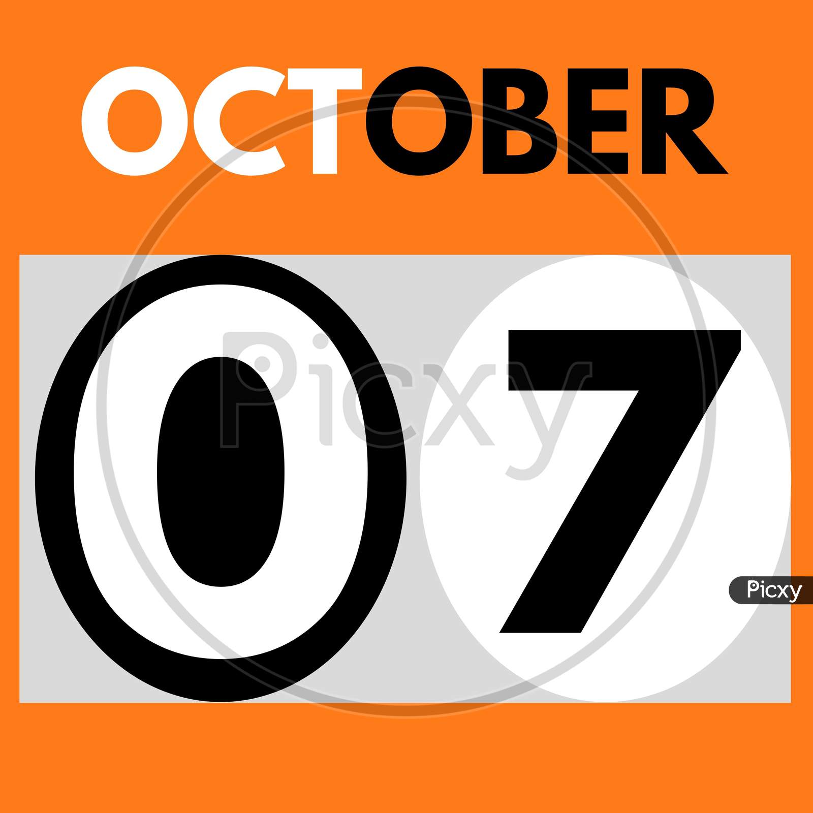 October 7 . Modern Daily Calendar Icon .Date ,Day, Month .Calendar For The Month Of October