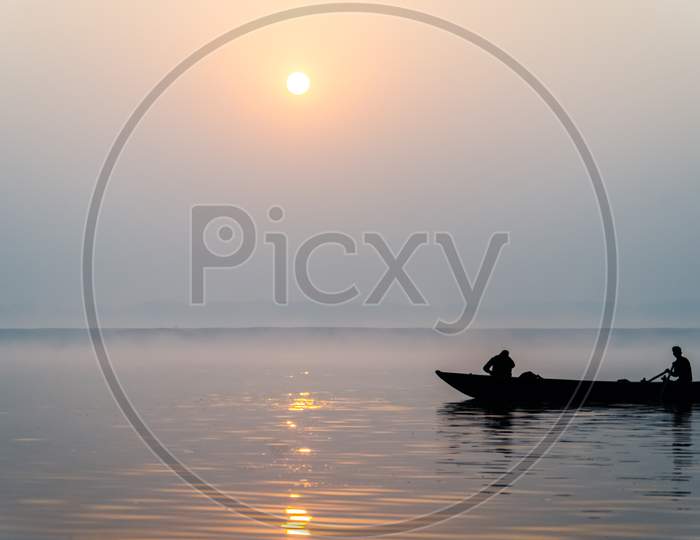 Sun Rise Time At Ganges River In Varanasi