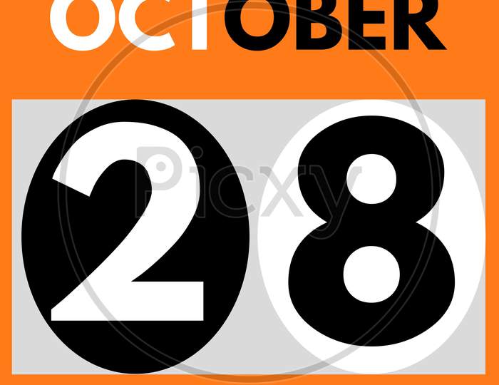 October 28 . Modern Daily Calendar Icon .Date ,Day, Month .Calendar For The Month Of October