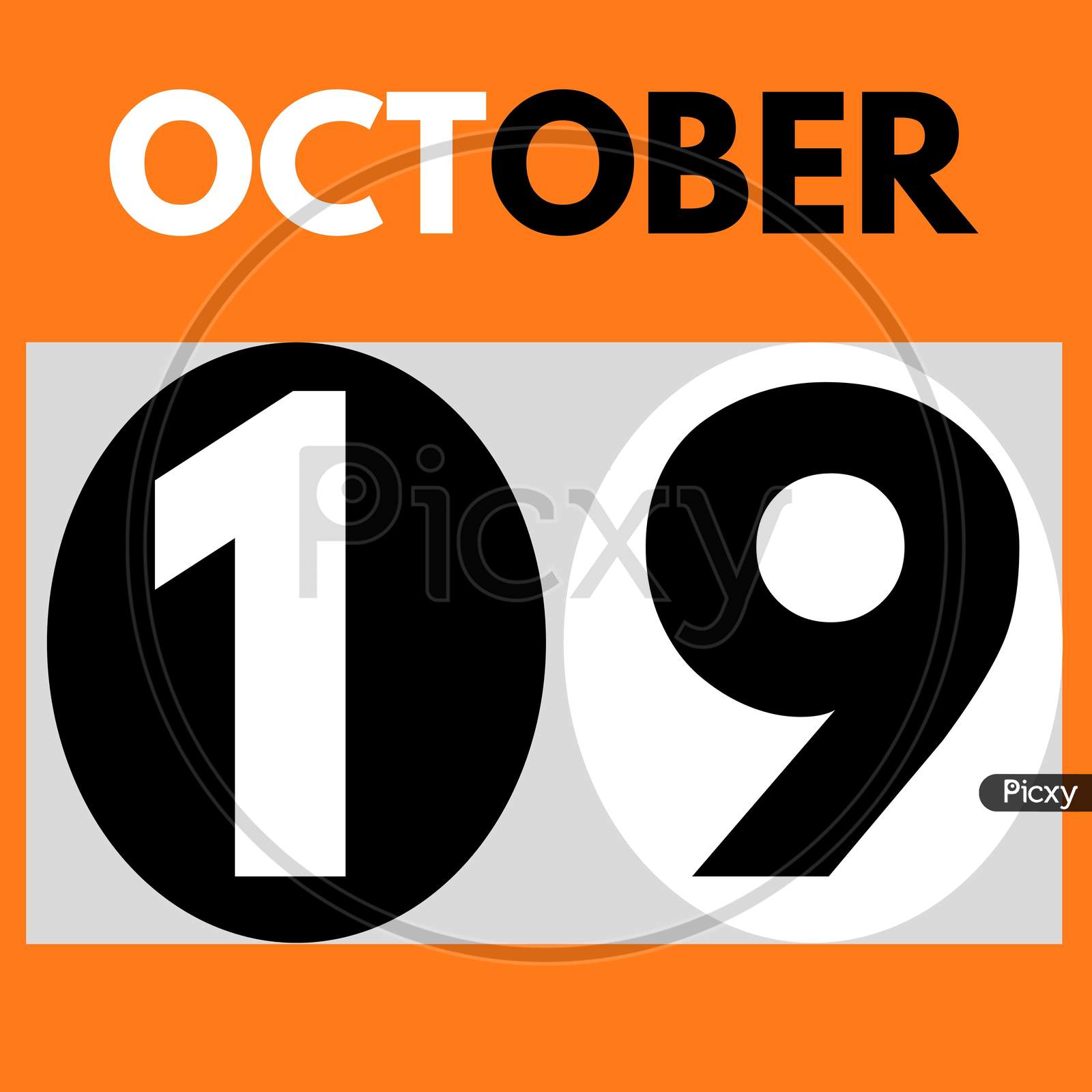 October 19 . Modern Daily Calendar Icon .Date ,Day, Month .Calendar For The Month Of October