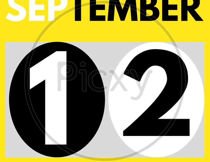September 12 . Modern Daily Calendar Icon .Date ,Day, Month .Calendar For The Month Of September