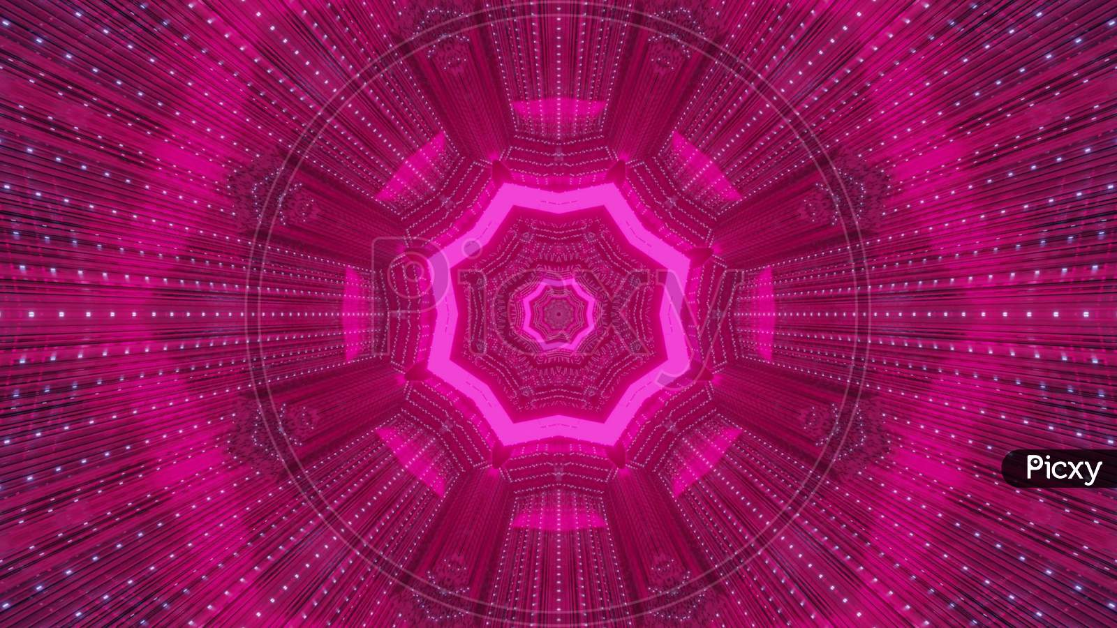 Pink Neon Ornament 3D Illustration