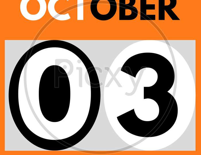 October 3 . Modern Daily Calendar Icon .Date ,Day, Month .Calendar For The Month Of October