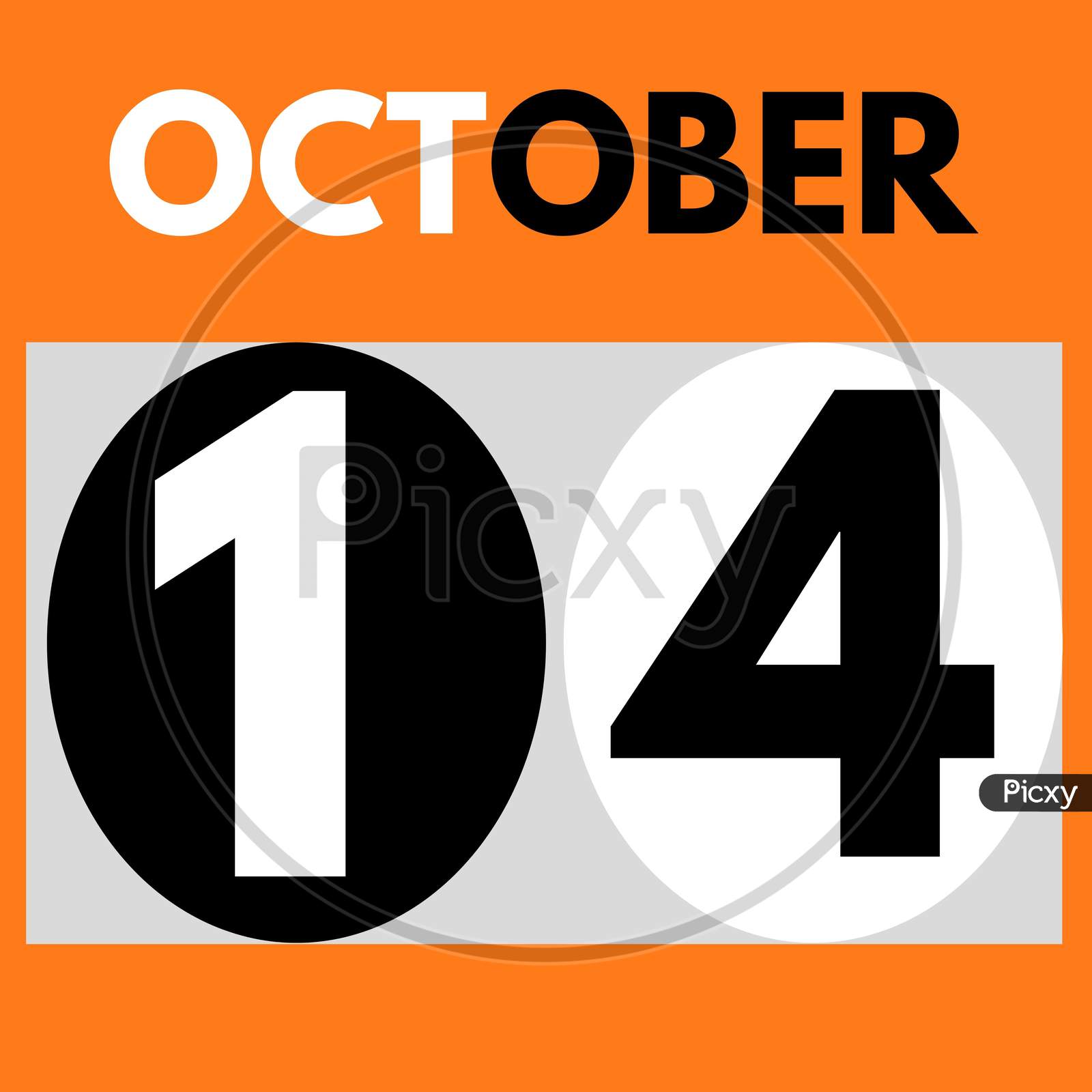 October 14 . Modern Daily Calendar Icon .Date ,Day, Month .Calendar For The Month Of October