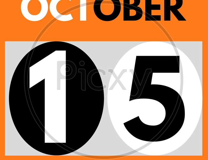 October 15 . Modern Daily Calendar Icon .Date ,Day, Month .Calendar For The Month Of October