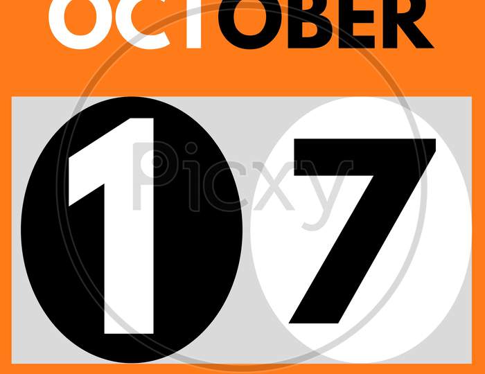 October 17 . Modern Daily Calendar Icon .Date ,Day, Month .Calendar For The Month Of October