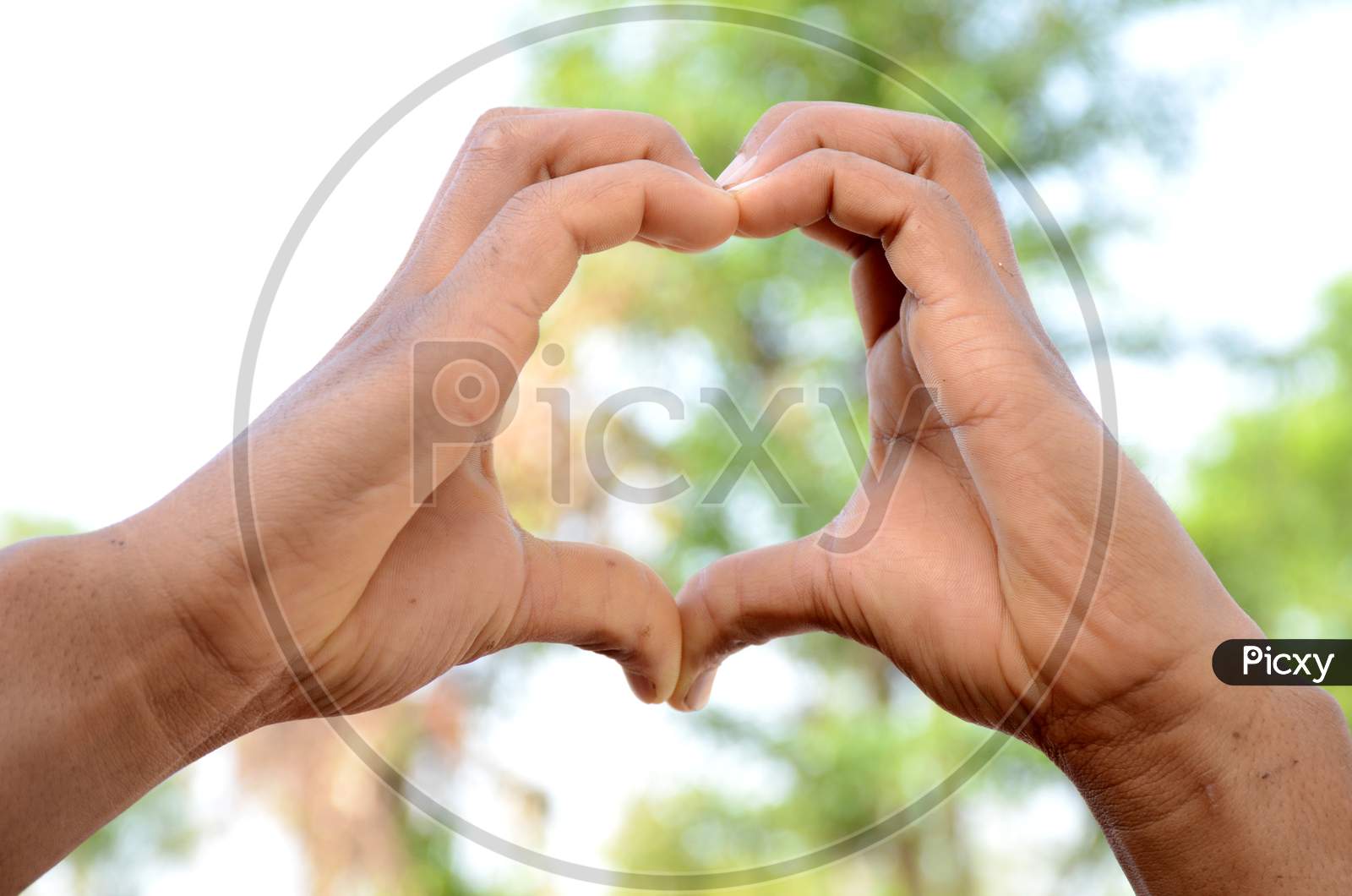 Heart Shape Hands Mental Awareness Health Concept Focus On The Green Background.