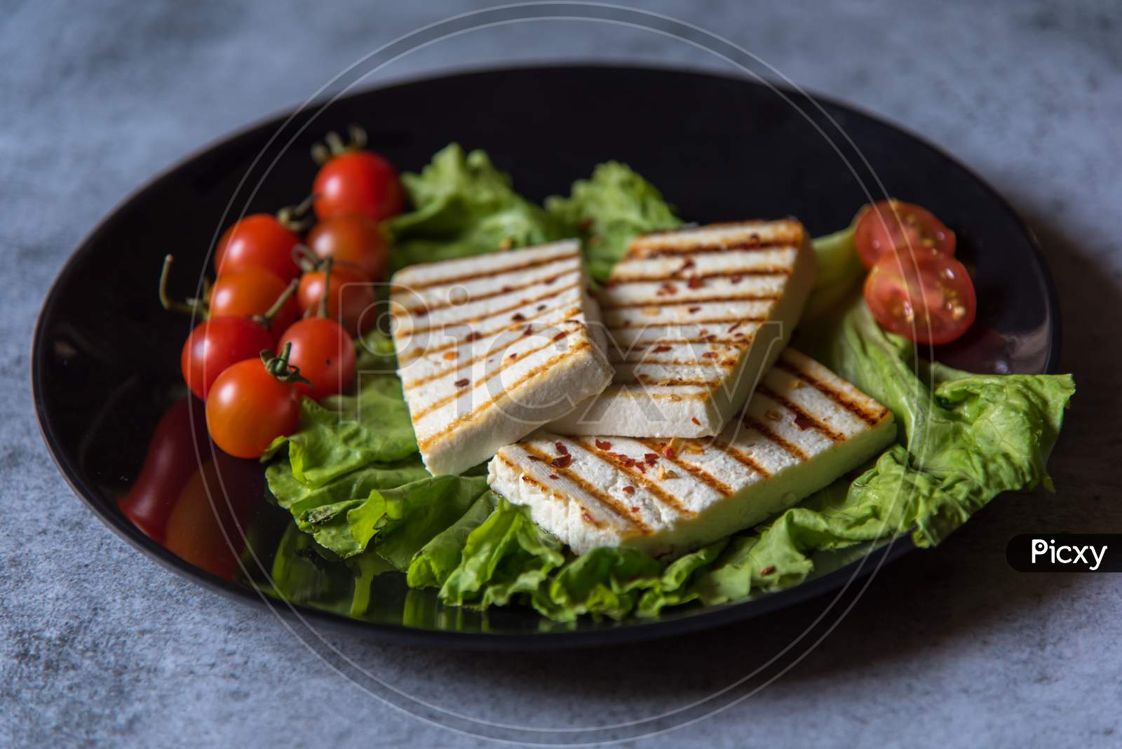 Delicious grilled paneer or cottage cheese and vegetables.