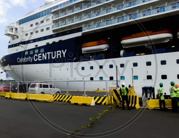 Philippines ,Manila February 2,2015 Celebrity Century Docked In The Port Of Manila