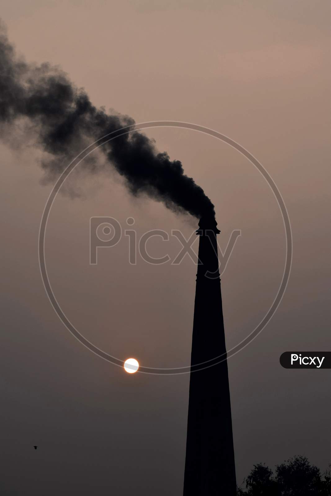 Beautiful Picture Of Chimney And Smoke Comes Out From It. Selective Focus