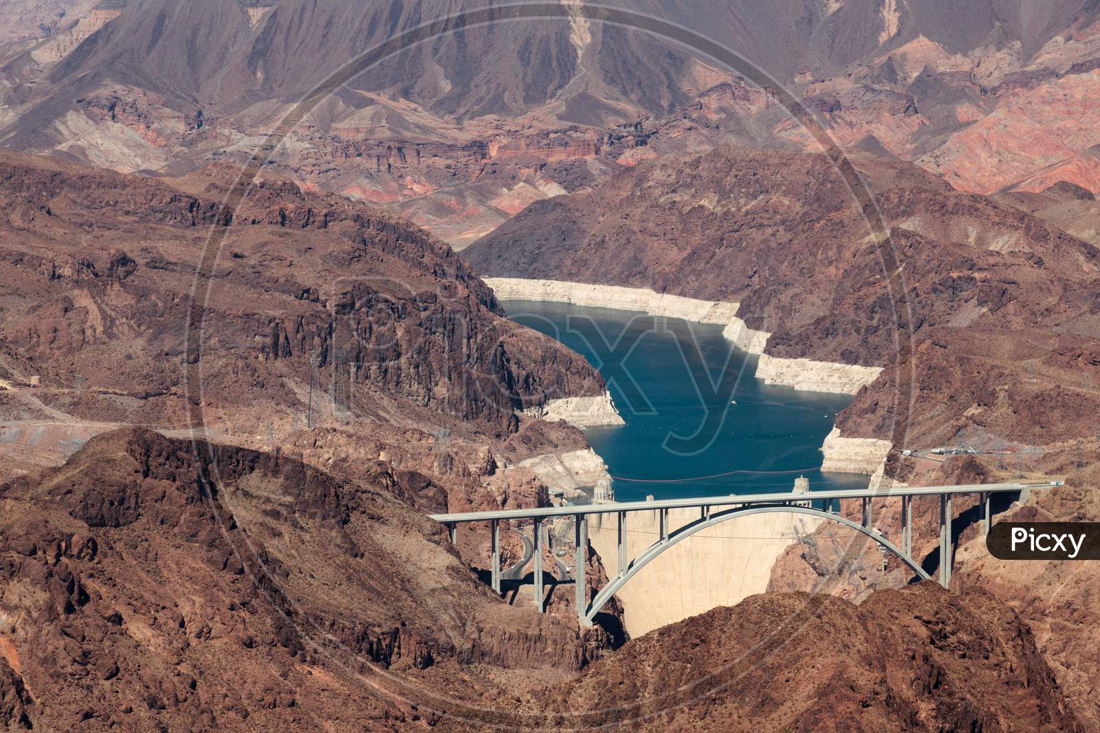 View Of The Hoover Dam And Bridge On The Boder Of Arizona/Nevada