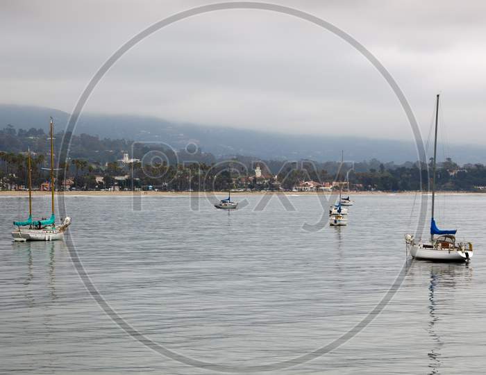 Yachts Anchored Off Santa Barbara