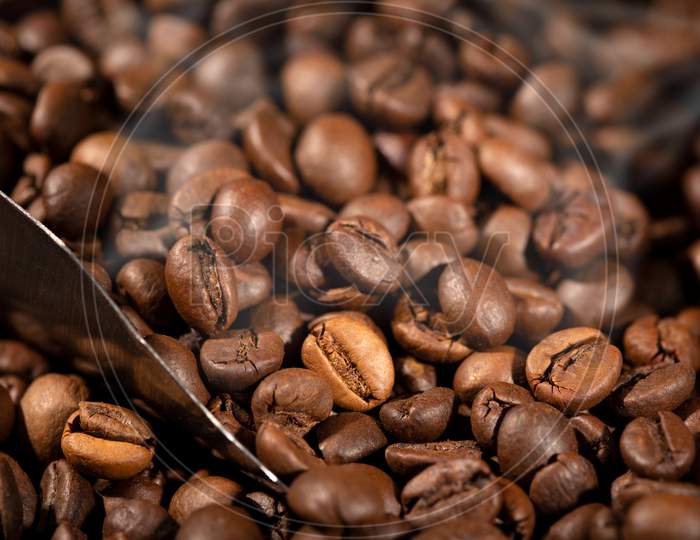 Roasted Coffee Beans And Scoop