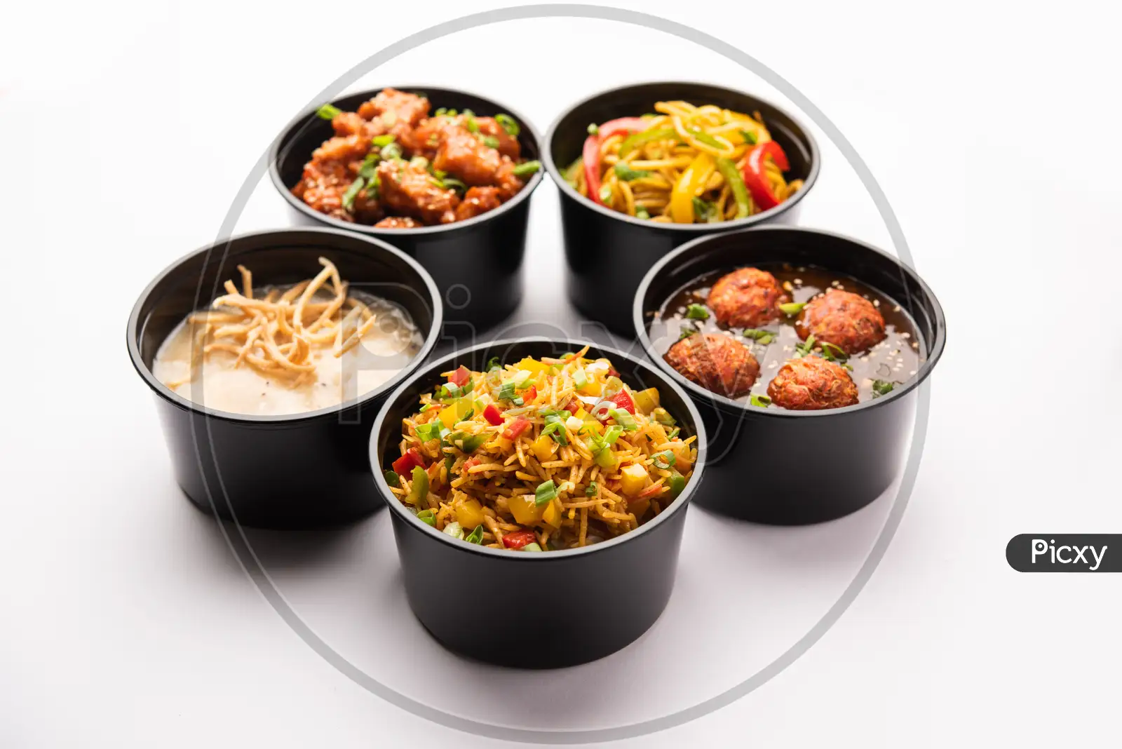 Premium Photo  Group of home delivered indo chinese food in