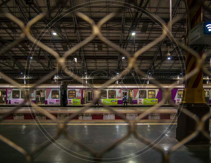 Deserted Platform And Local Trains During Lockdown In Mumbai Due To Corona Pandemic
