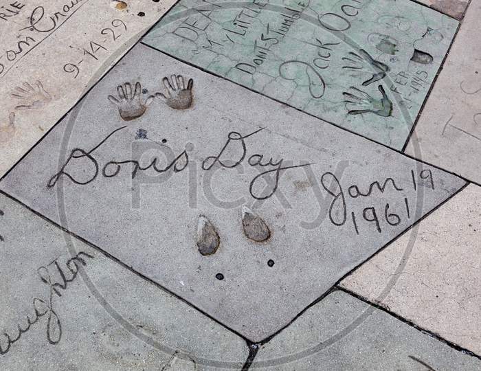 Doris Day Signature And Handprints Hollywood