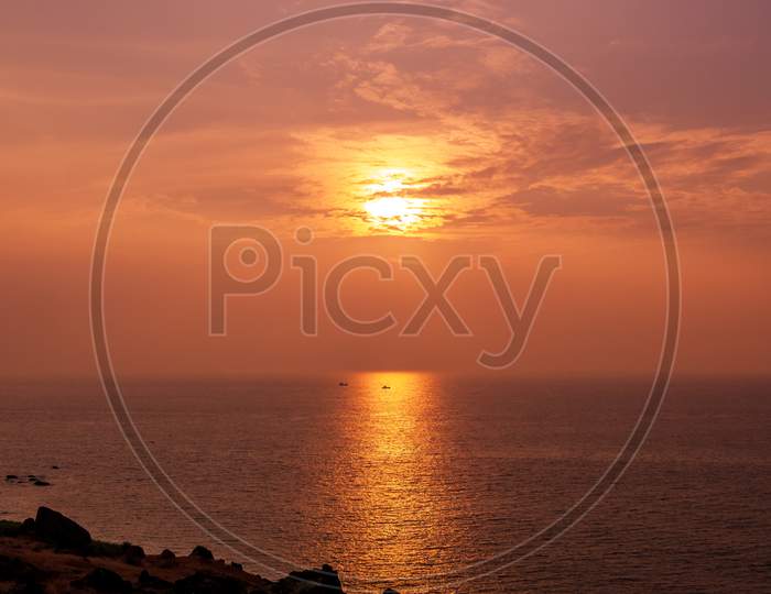 Sun Set At Indian Ocean From Tarkarli Beach