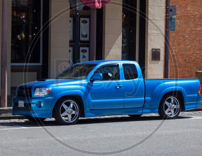 Blue Pick Up Truck Parked In Sacramento
