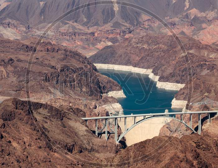 View Of The Hoover Dam And Bridge On The Boder Of Arizona/Nevada