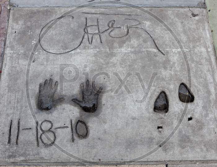 Cher Signature And Handprints Hollywood