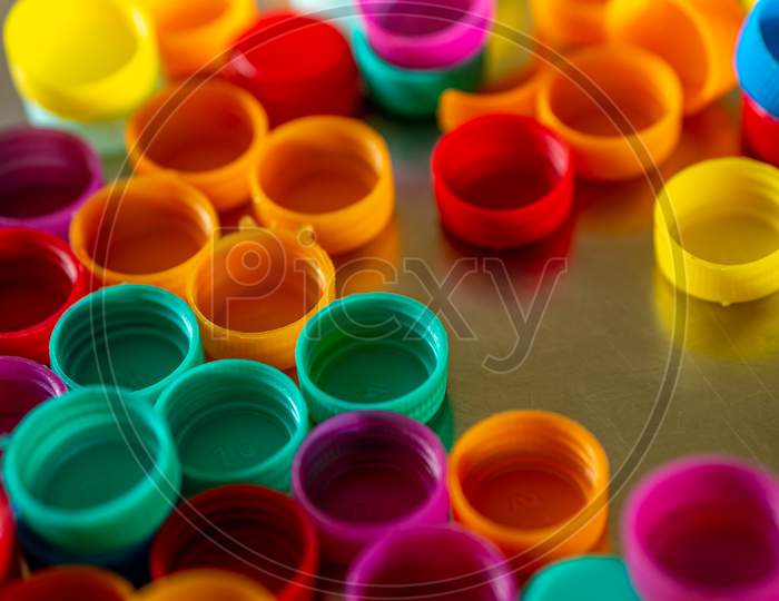 Colorful Plastic Bottles Caps
