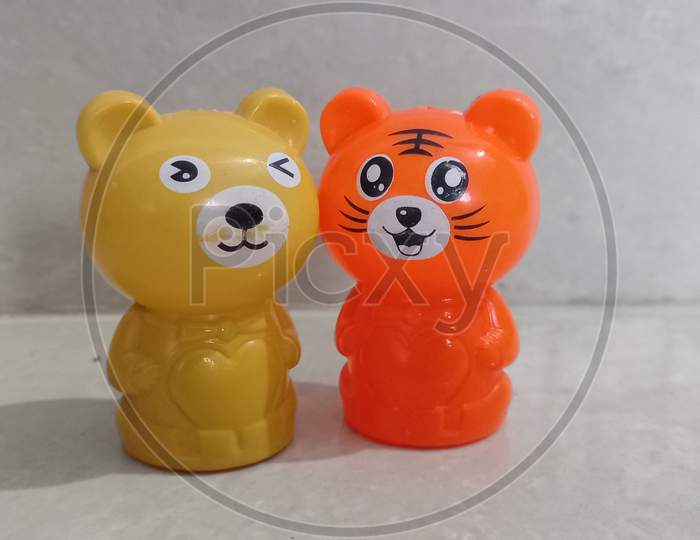 Cute teddy bear toys yellow and orange