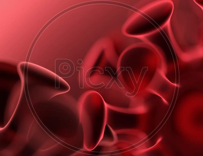 Red Coronavirus Covid-19 Under The Microscope. 3D Illustration Concept Coronavirus Covid-19.