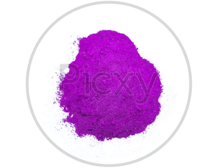 Piles Of Pink Color Powder For Indian Holi Festival On White Background.