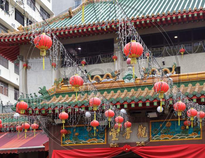 Chinese Lanterns Outside A Temple In Singapore
