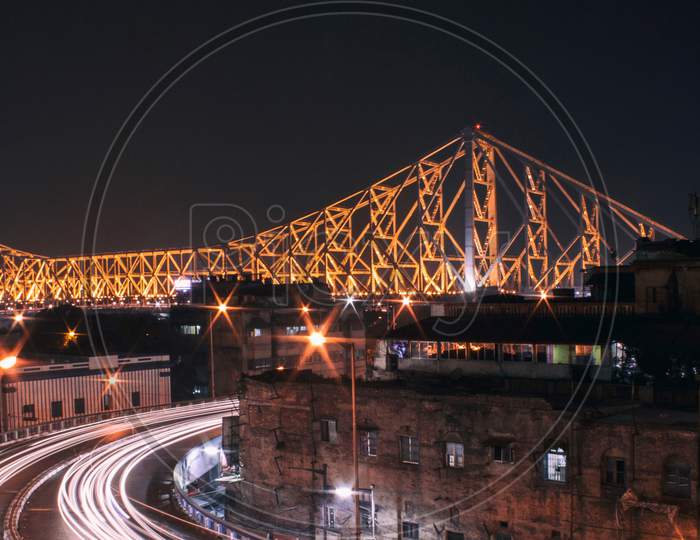 Howrah Bridge at night, Kolkata