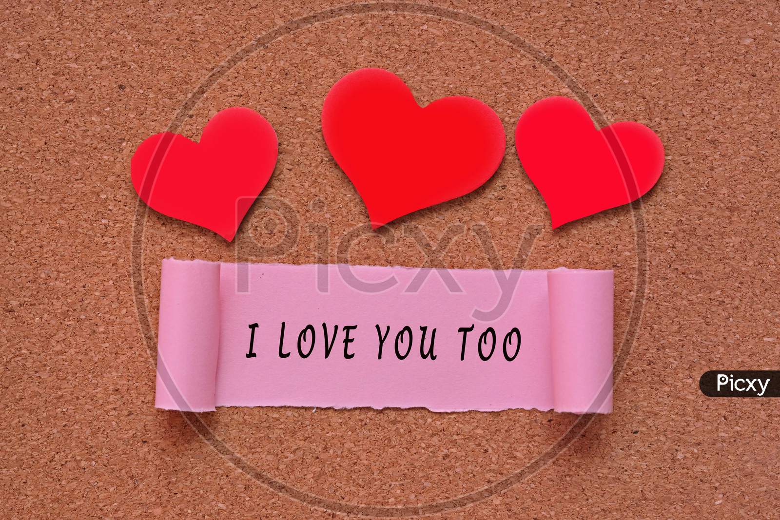 Image of I Love You Too Label On Torn Paper With Heart Shape On ...