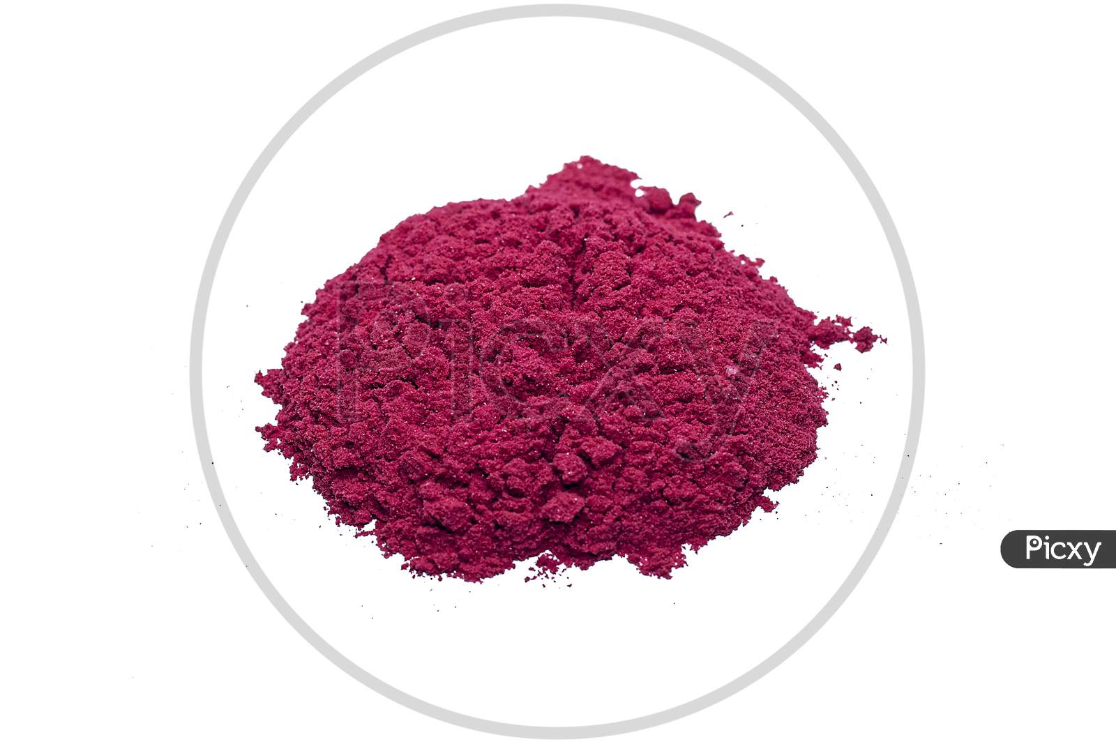Piles Of Red Powder For Indian Holi Festival On White Background.