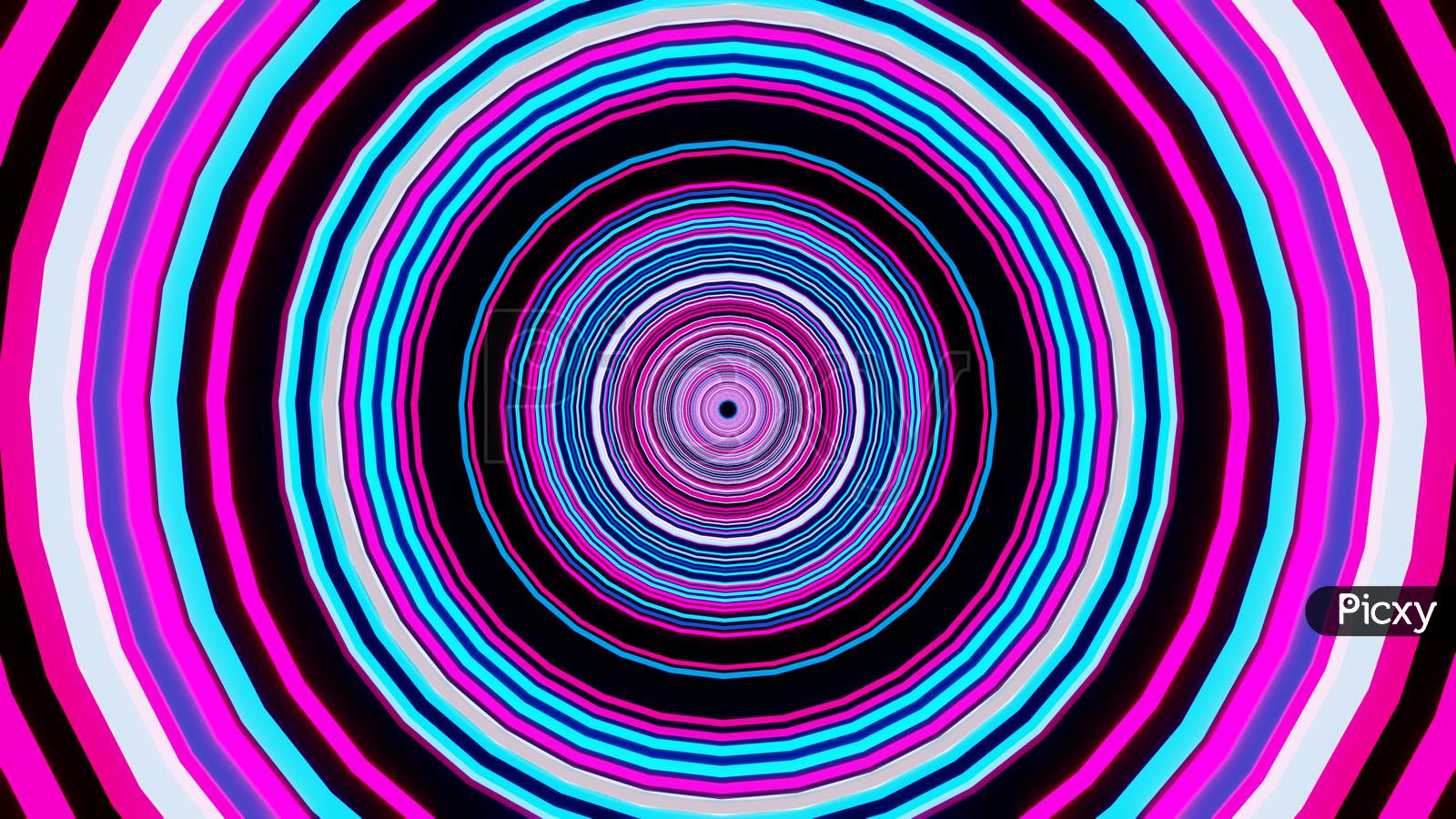 3D Illustration Graphics Of Beautiful Pink And Blue Color Neon Lighting Circular Shape Tunnel Seamless Looping.