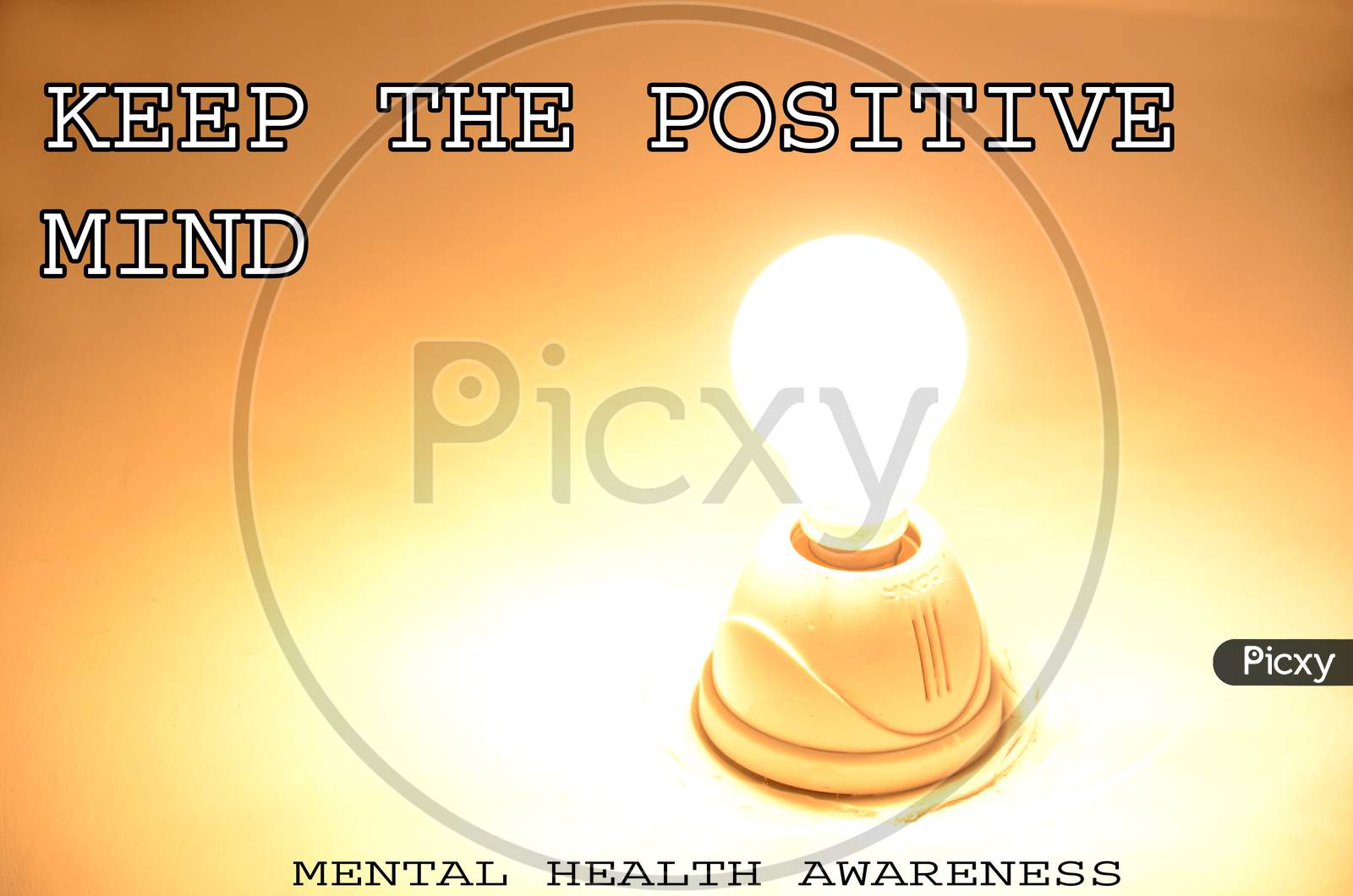 Keep The Positive Mind With Light Bulb Concept Mental Health Awareness On The Yellow White Background.