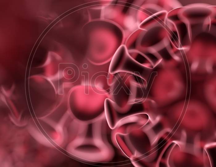 3D Rendering. Сlose-Up Of The Covid-2019 Virus - Flu As A Dangerous Case Of A Flu Strain As A Pandemic. Pandemic Medical Coronavirus Concept With Dangerous Cells. Microscope Virus Close-Up.