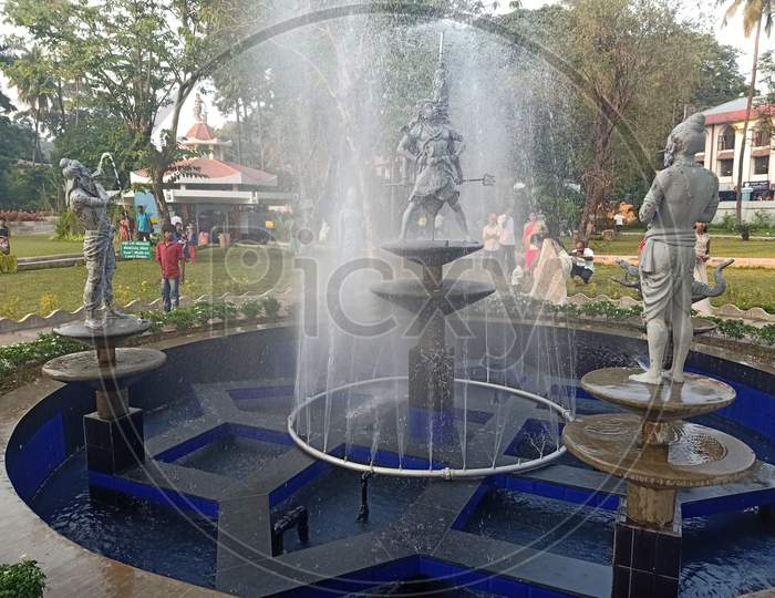 Water fountain in a park near Daramasthala  temple