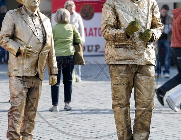 Living Statues In The Old Town Square Prague