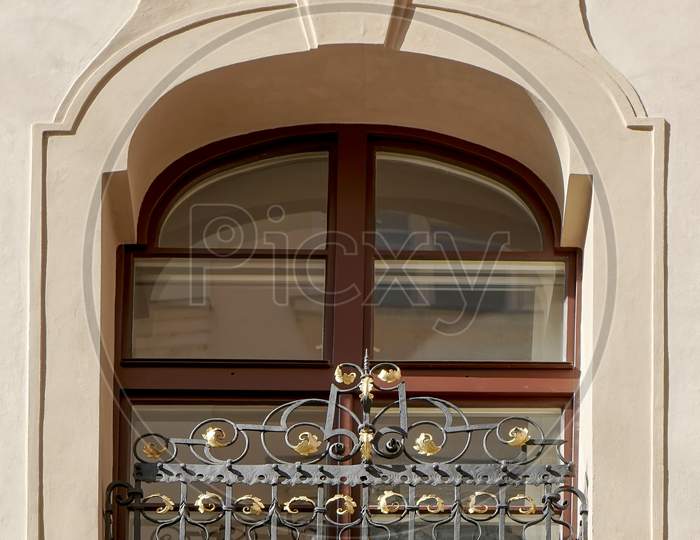 Ornate Balcony Near Wenceslas Square In Prague