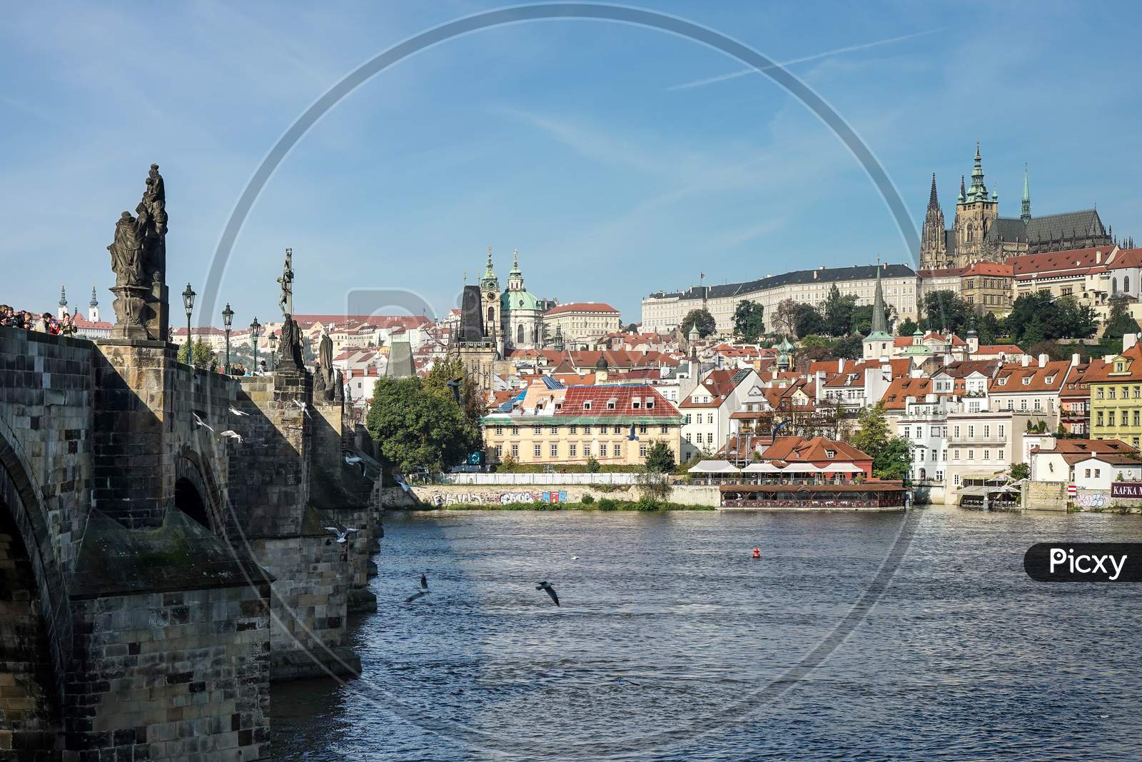 View From Charles Bridge Towards The St Vitus Cathedral  In Prague
