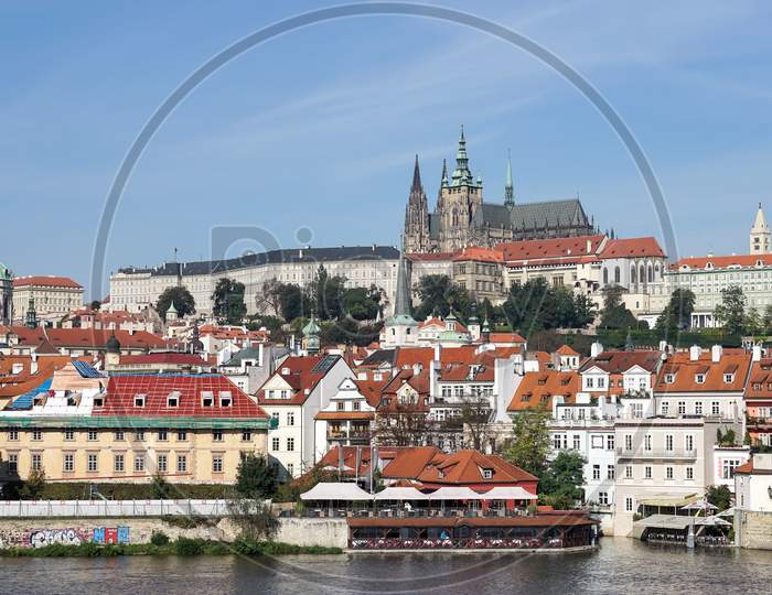 View From Charles Bridge Towards The St Vitus Cathedral  In Prague