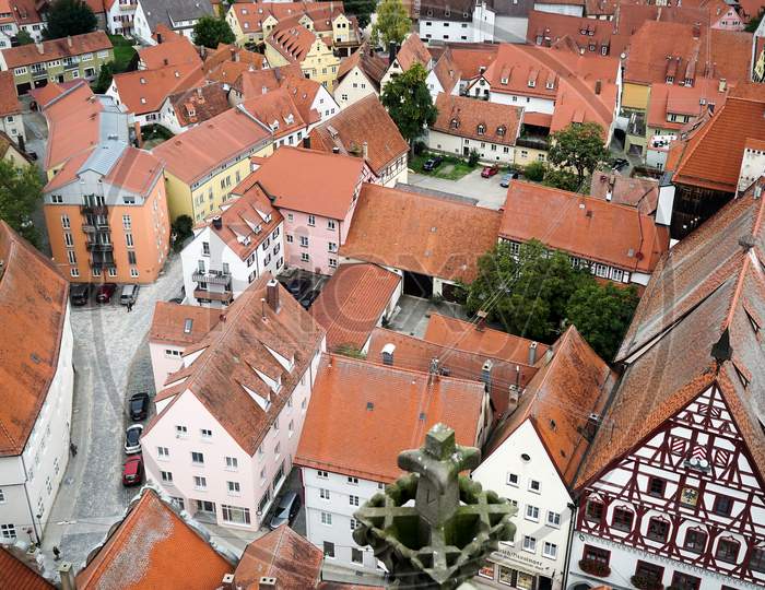Aerial View Of The Skyline Of Nordlingen Bavaria  In Germany