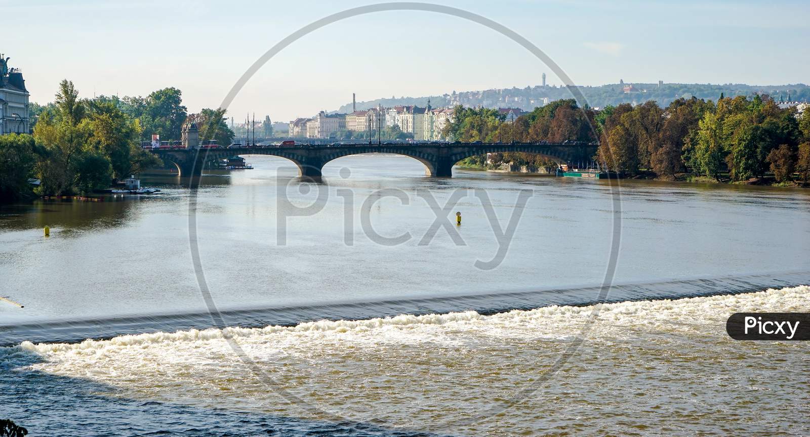 View From Charles Bridge Towards Manes Bridge In Prague