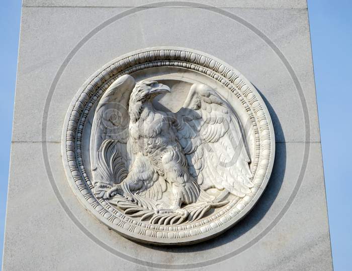 Eagle Emblem Under A Statue On The Castle Bridge In Berlin