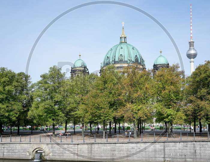 View From The Castle Bridge Towards The Cathedral And  Berliner Fernsehturm In Berlin
