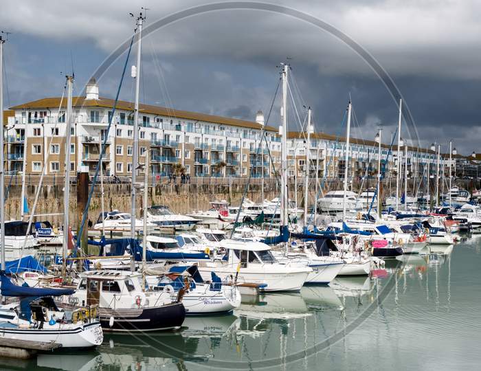Brighton, Sussex/Uk - May 24 : View Of Brighton Marina In Brighton On May 24, 2014. Unidentified People.