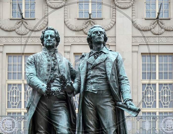 The Goethe–Schiller Monument In Weimar Germany