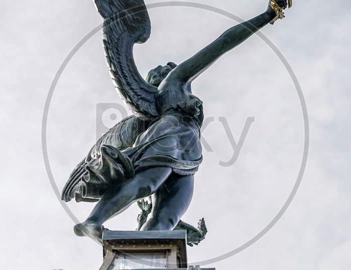 Angel On Top Of A Column On The Cechuv Most Bridge In Prague
