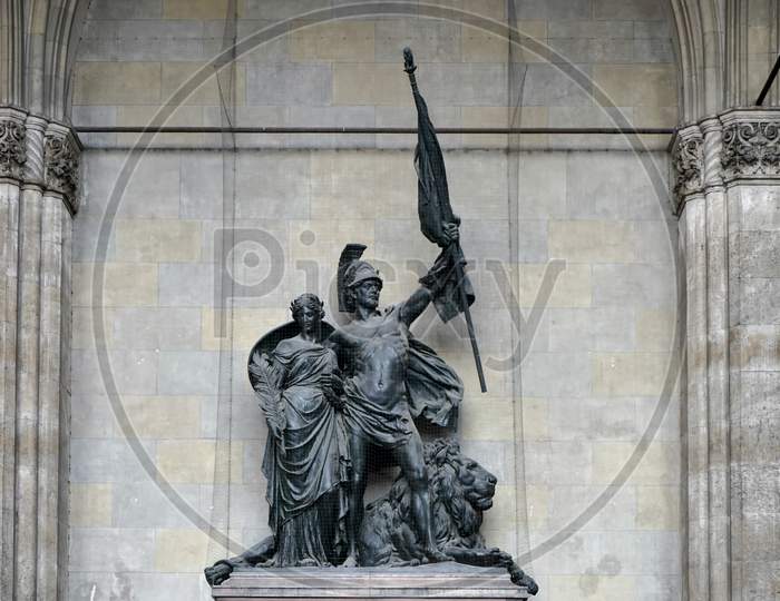 Statue In Feldherrnhalle In Munich