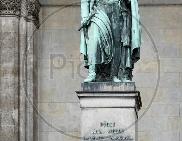 Statue Of Karl Wrede At Feldherrnhalle In Munich