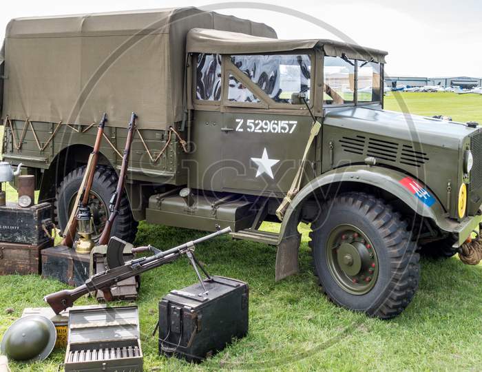 Old Us Army Truck Parked At Shoreham Airfield